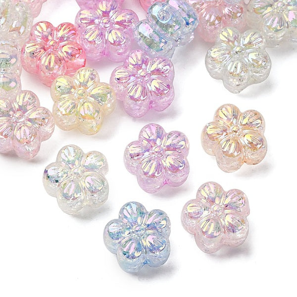 Placage uv perles acryliques craquelées transparentes