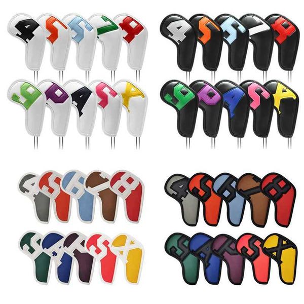 Other Golf Products 10pcs Set Golf Iron Club Head Cover Sport Accessories Wedges Covers 4-9 ASPX Gradients Number Ball Rod Head Protective C