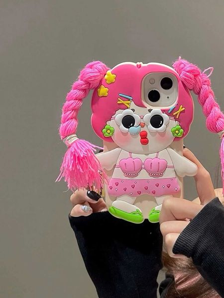 Phone case Stereoscopic Snot Girl Braiding Suitable For iPhone 15 Pro Max Phone Case 14 13 Pro 12 11 Silicone Fall Protection Case Z241028