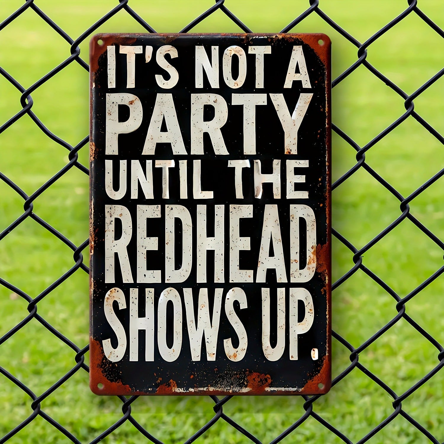 TEMU Vintage Metal Sign - "party The Shows Up" - Humorous Wall Decor For Home, Bar, Garage, Or Yard - Perfect Gift For 's Day, Easter, Birthdays, And