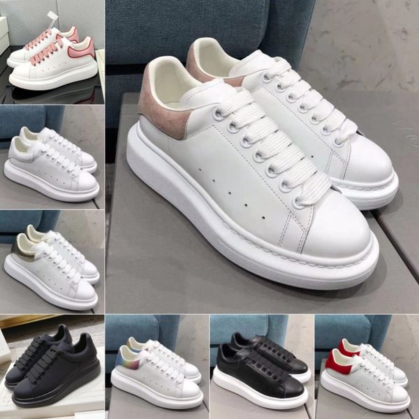 Leather Stylish Platform Sneakers with Flatform Rubber Sole White Powder Blue Light Pink Comfortable Casual Tennis Dress Shoes 35 45