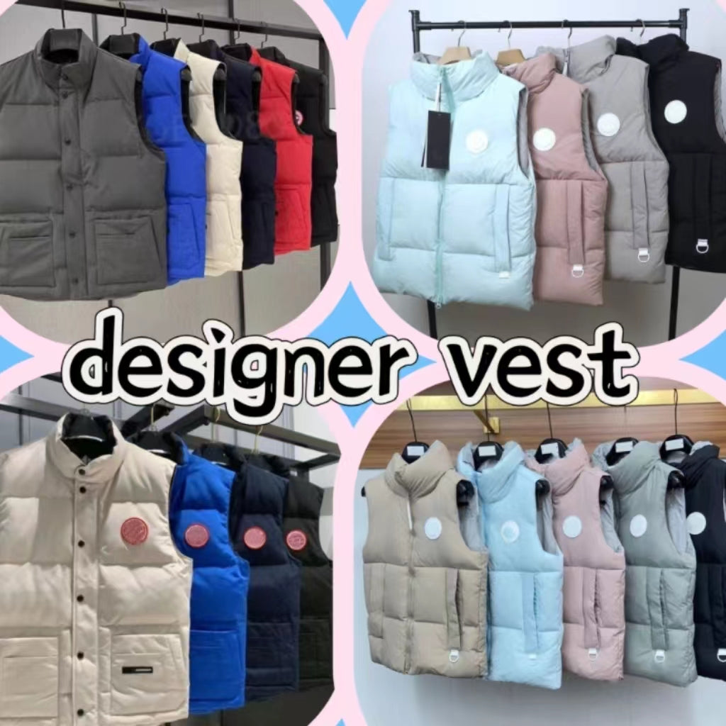 Mens Jackets Designer Jacket Warm Men&#039;s Style WinterVest luxury down woman vest tand Collar Fashion Zipper Button-Zipper Badge Slim Outerwear7