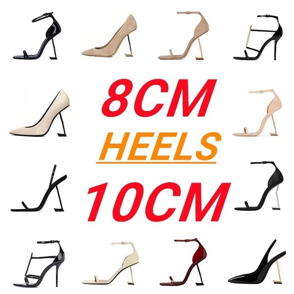 8 10 CM High Heels Dress Shoes Golden Black White Leather Casual Sandals Party Wedding Office Sandale Womens Ladies