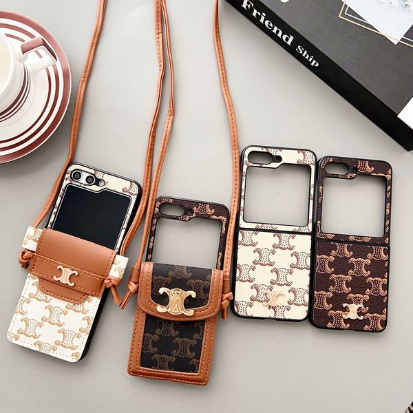 Phone cases designer for Samsung Galaxy Z Flip 3 4 5 6 Phone case ZFlip checkerboard pattern Protector Huawei P50Pocket leather pendant phon