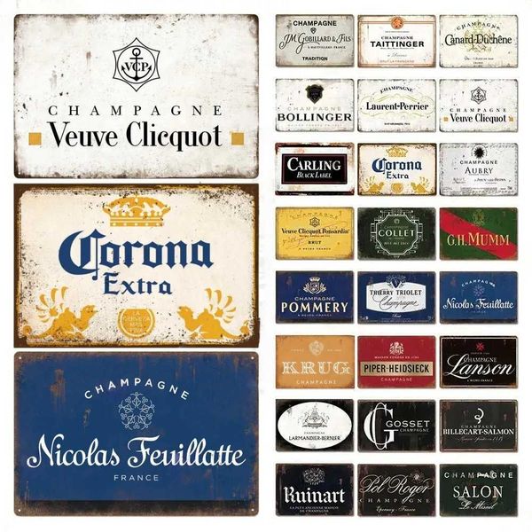 Metal Painting Champagne Beer Posters Decor Vintage Metal Signs Plate Retro Tin Sign Wall Decor for Bar Pub Club S2412275