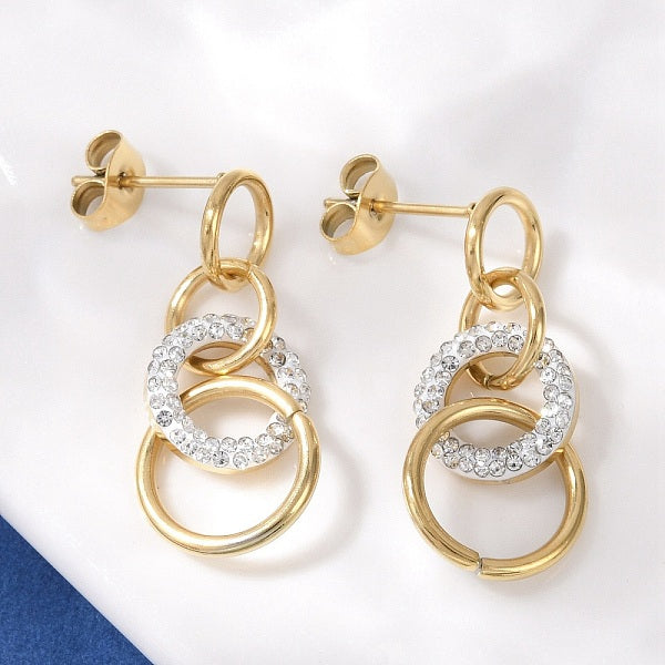 Boucles d'oreilles pendantes en acier inoxydable 304 avec anneau en argile polymère