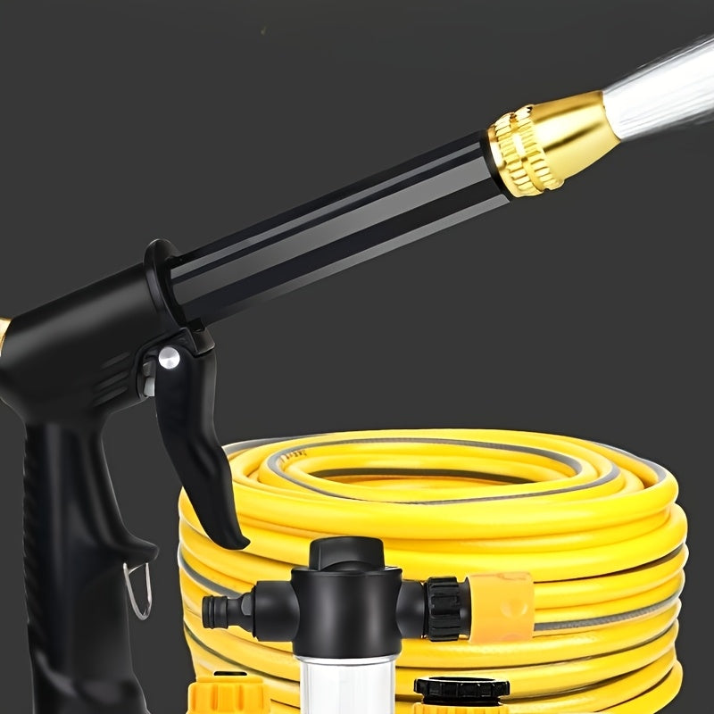 TEMU High-pressure Car Washing Water Gun With Retractable Hose And Foam Nozzle - Durable Plastic Garden Hose For Car Washing, Flowering, And Outdoor