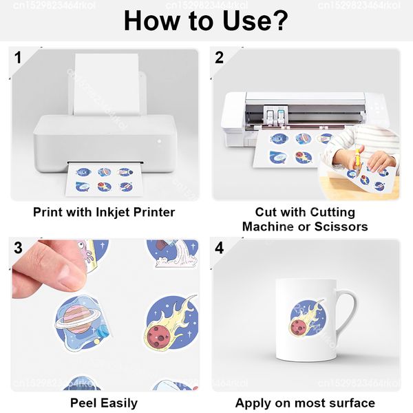 10 Sheets 100% Transparent Vinyl Sticker A4 Paper Transparent Sticker Paper for Inkjet Printer DIY Decal Craft Clear Sticker