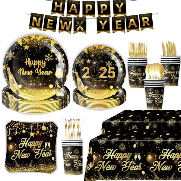 Year Party Decoration Disposable Desktop Software Christmas Cardboard Cup Banner Year Party Home Decoration 241024