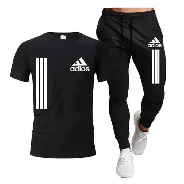 Men&#039;s Tracksuits 2025 Spring-Summer Mens Casual Sports Short Sleeve Set Two Piece Set T-shirt and Pants Wearing Summer S2527