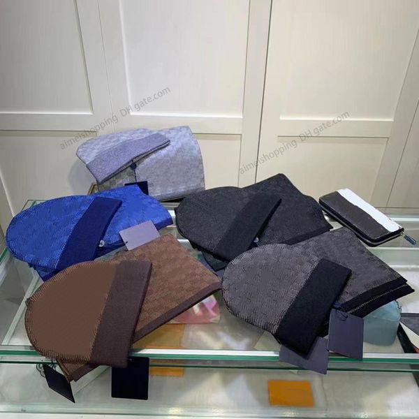 Designer scarf hat set woman men winter classic hats scarves 2 piece sets knitted beanie cashmere letter embroidery beanies scarfs High qual