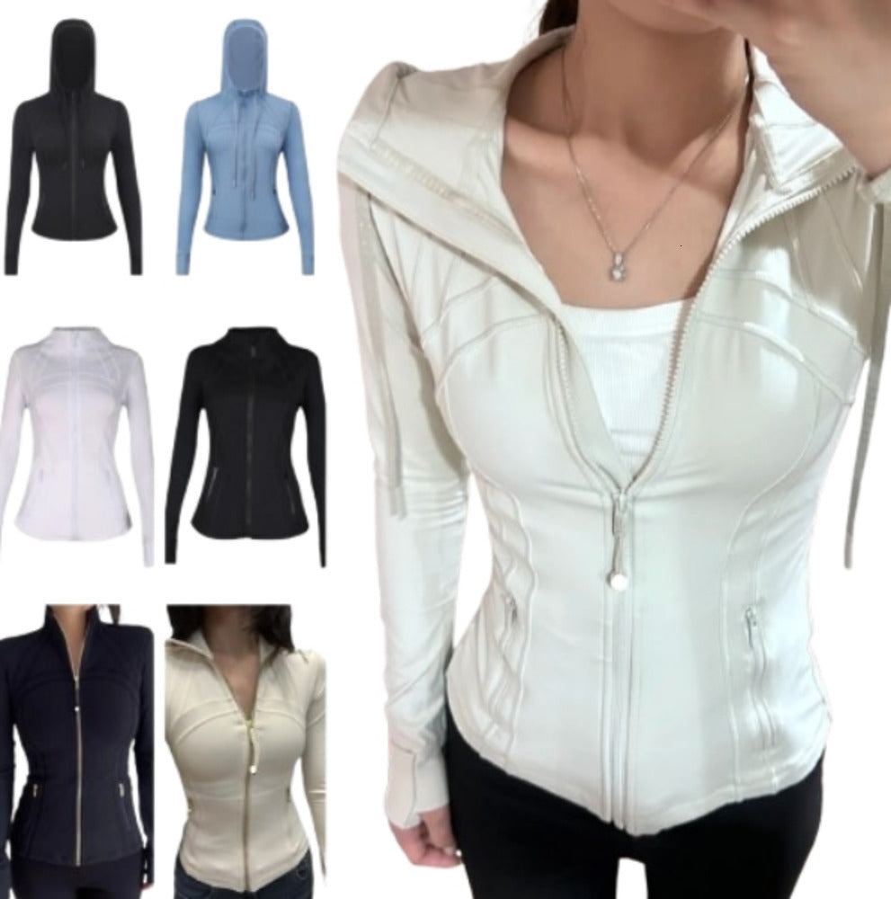 2025 Women Yoga Jacket Womens Workout Sports gym Coat Quick Dry Activewear Top Solid Zip Up Sweatshirt hoodie Jackets