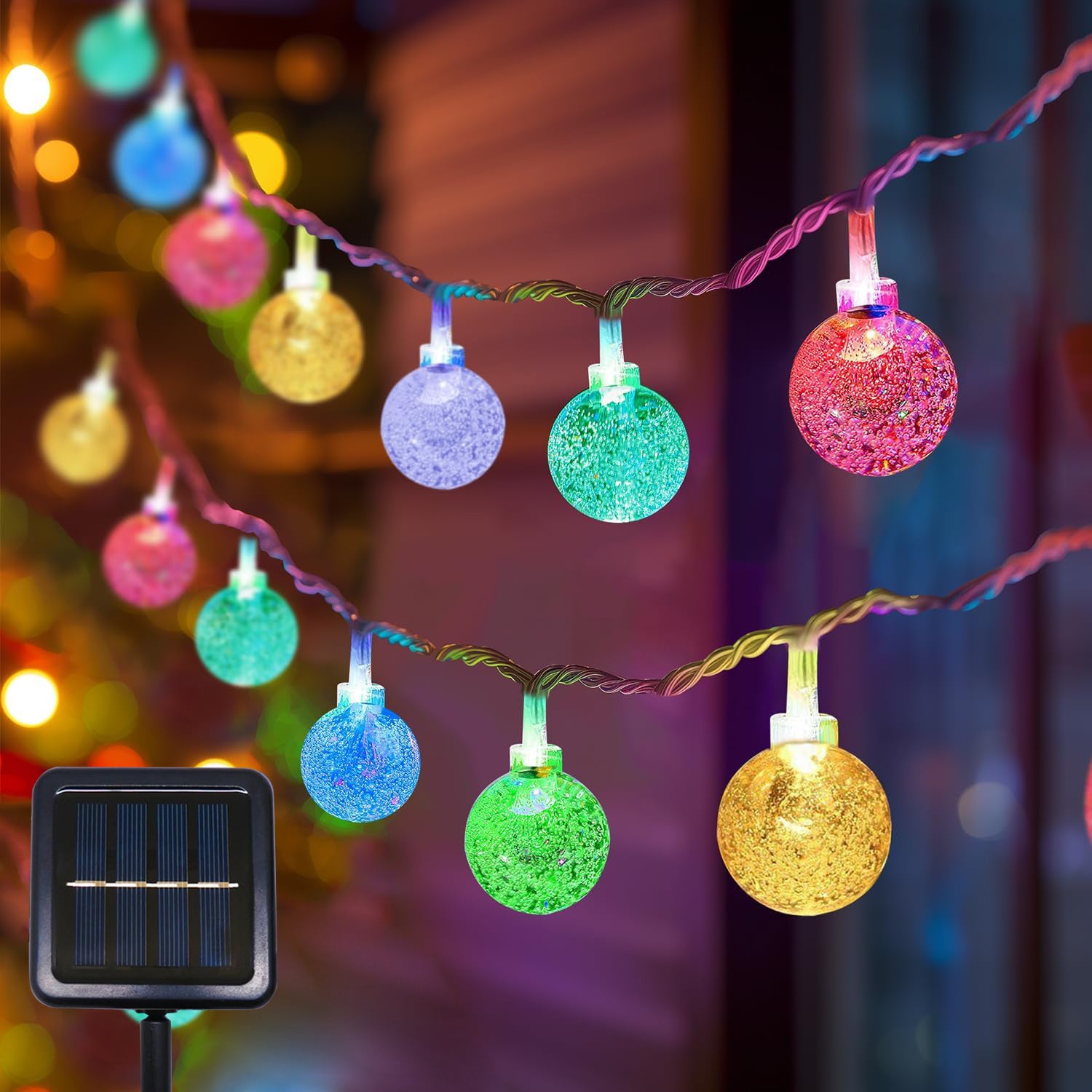 TEMU 100 Led Solar Crystal Ball String Light, , 0.67 Inch Bubble Ball - , 8 Lighting , Automatic , Suitable For Gardens, Outdoor Waterproof Solar
