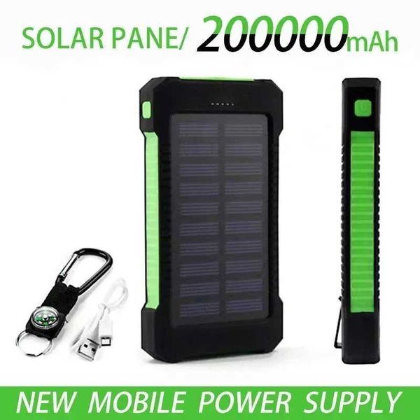 200000MAh Outdoors Portable Solar portable power source Waterproof USBcpass External Charger for IPhone Z241031