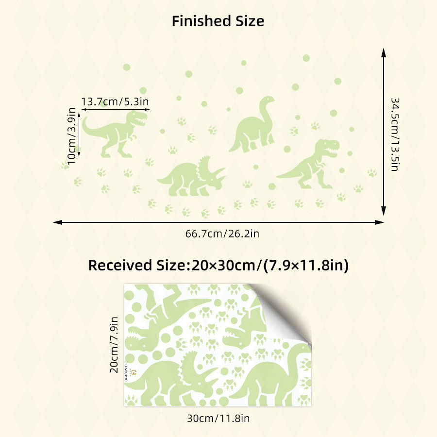 TEMU Glow In The Dark Dinosaur Wall Stickers - Cartoon Self-adhesive Removable Decals For Bedroom Home Decor, Dino Claw Prints Night Light Stickers