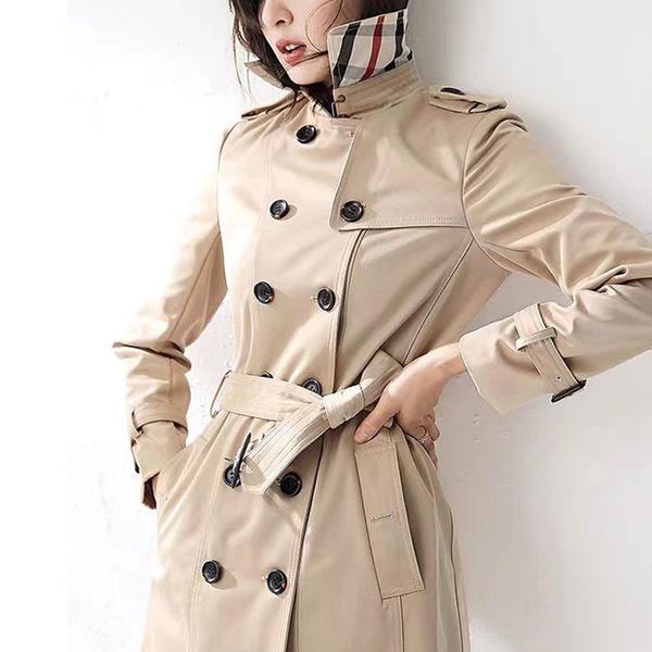 Luxury designer brand Womens Trench Coats Windbreaker england Trench spring coat double breasted temperament womens Outerwear