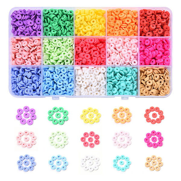2250Pcs 15 Colors Handmade Polymer Clay Beads