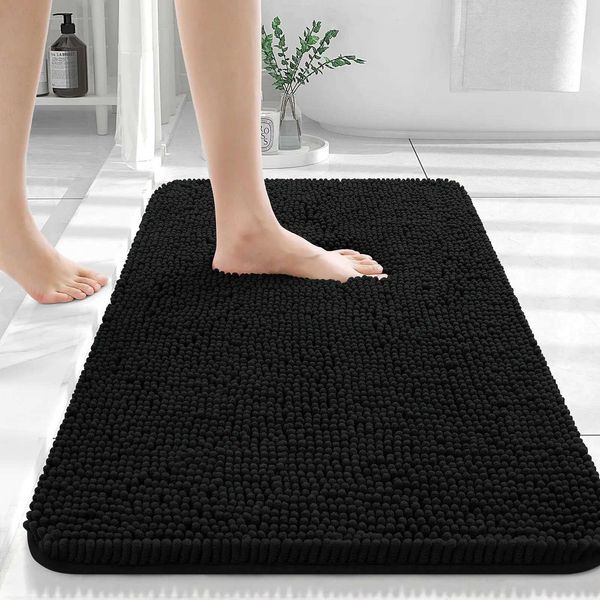 Kitinjoy Luxury Chenille Bath Rugs Machine Washable Non-Slip Plush Shaggy Bathroom Mats Rugs Toilet Bathtub Room Foot Floor MatsC241227