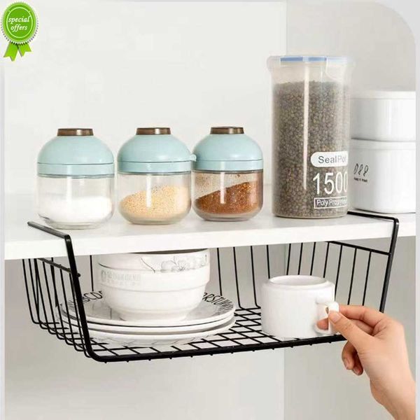 NOVO Metal Iron Kitchen Organizer Sheld Desk Armet Storage Rack sob a mesa pendurada por cestos de malha de guarda -roupa
