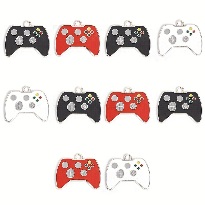 TEMU 10-pack Alloy Game Controller Enamel Charms, 3 Colors Gaming Console Pendants For Diy Necklaces, Keychains, Creative Fashion Accessories - Ideal