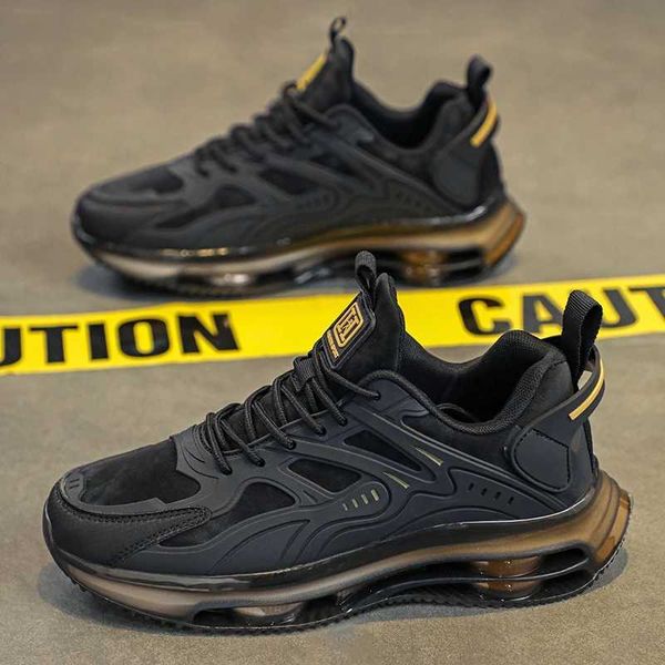2024 new spring and autumn mesh breathable running shoes black air cushion sports shoes mens low cut casual shoes black shoesC250121