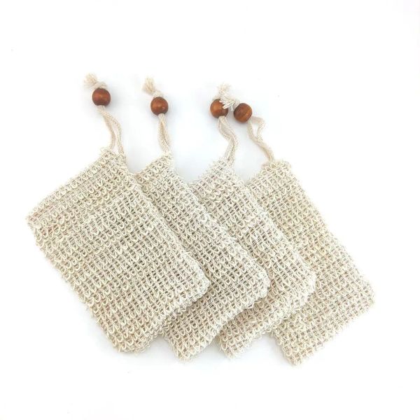 Bath Brushes Sponges Scrubbers Exfoliating Mesh Bags Pouch For Shower Body Mas Scrubber Natural Organic Ramie Soap Bag Sisal Save G1024