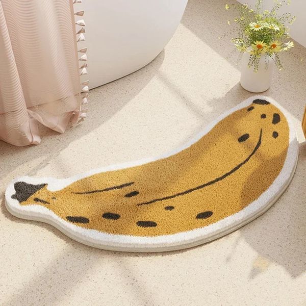 Cartoon Banana Bathroom Rug Plush Carpet Bath Mat Anti-Slip Area Rugs for Bedroom Arc Floor Mats Room Decorative Carpets 241223