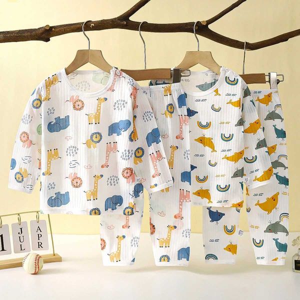 Pajamas 2023 Summer New Childrens Family Clothing Set for Boys and Girls Sleeping Sleepwear Thin Part Baby Clothing H240906