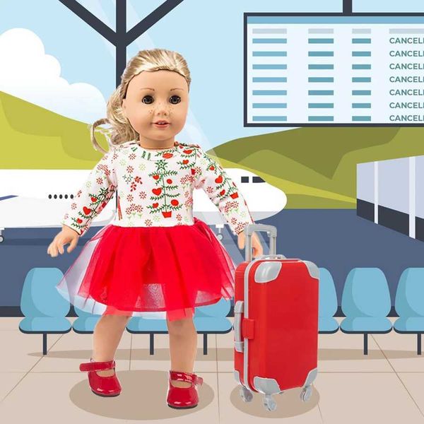 18Inch-45CM Doll Dress Phone Sunglasses Lovely Travel Suitcase Set Girl Doll Outfit Clothes Coat Hoodie Baby Toys Girls GiftsT250111