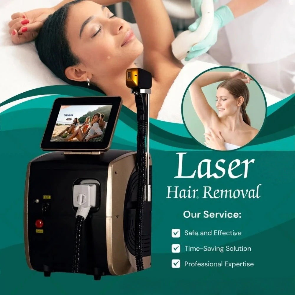 2025 Professional 808nm Diode Laser Hair Removal Device with 3 Wavelengths 755nm 808nm 1064nm and Ice Cooling Technology