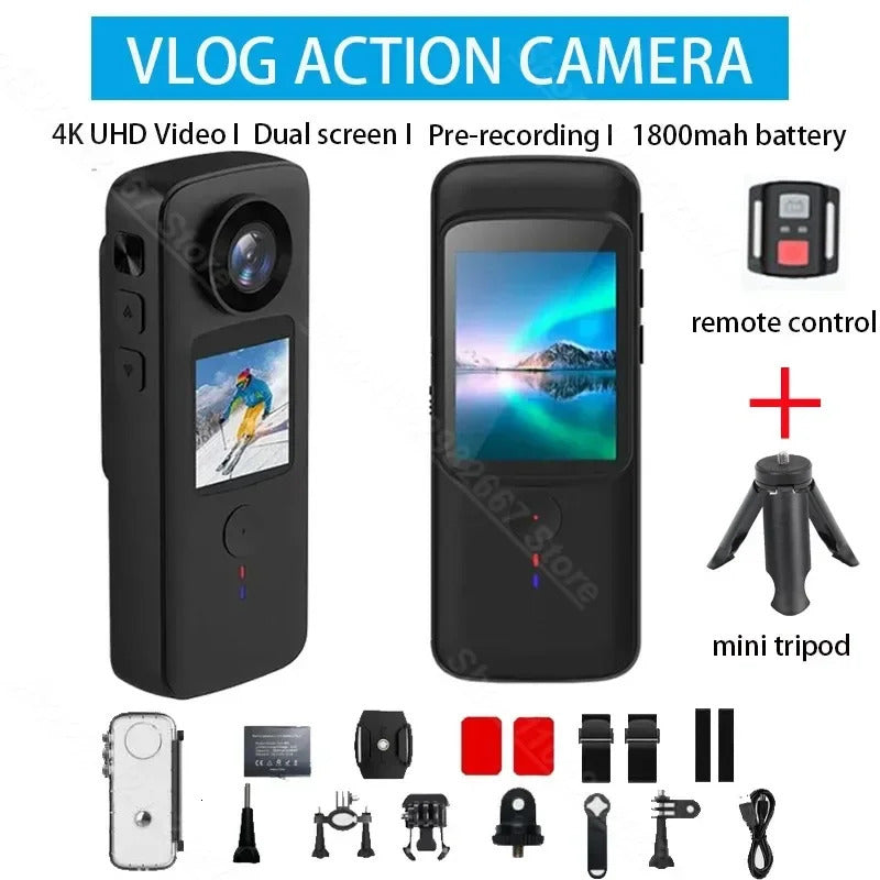 4K WiFi Anti-shake Action Dual 30m Waterproof Touch Screen Sport Camera for Travel Video Recorder Diving Bodycam 240304