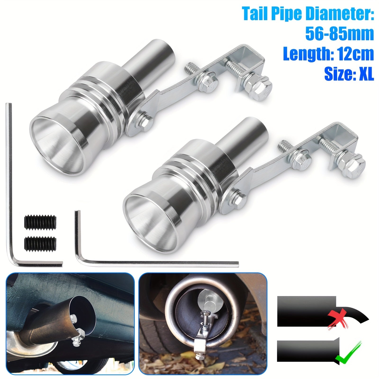 TEMU 2pcs Turbo Whistle, Car Exhaust Pipe, Motorcycle Exhaust Sound Enhancer, Universal Vehicle Modification Parts Xl
