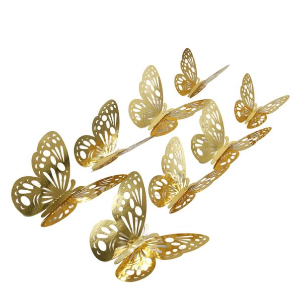 12Pcs-Lot 3D Hollow Butterfly Wall Sticker Butterflies Decals DIY Home Removable Mural Decoration Party Wedding Kids Room Window Decors G051