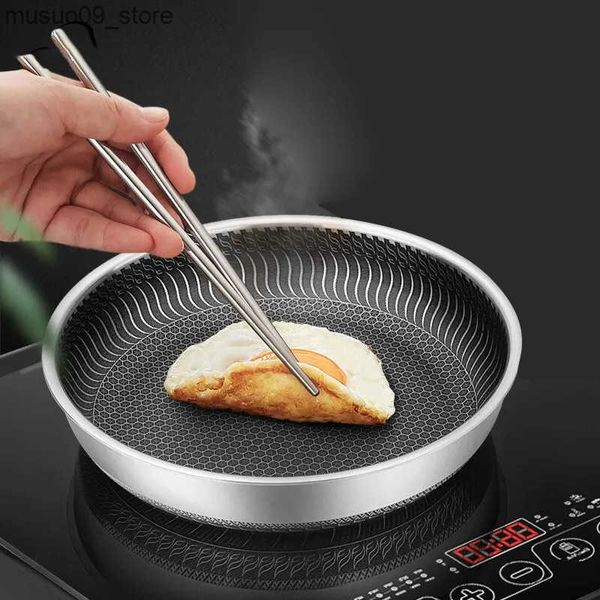 Other Cookware Whole Body Tri-Ply Steel Pan 316 Steel Wok Pan Double-sided Honeycomb Suitable for All Stove L240910 L0910
