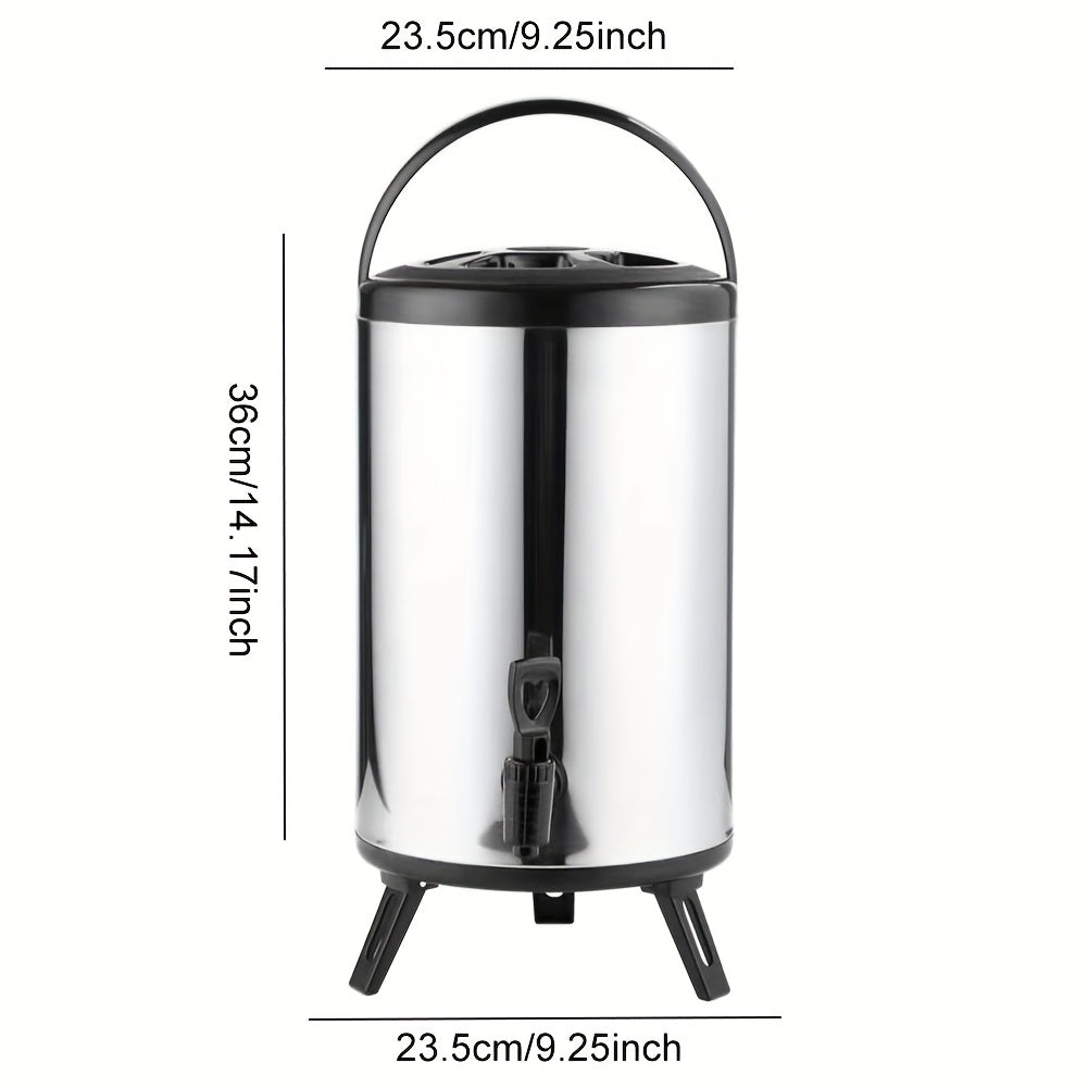 TEMU Stainless Steel Drink Insulated Bucket - Beverage Dispenser With Spigot, Party Beverage Storage Container 6-8l For Hot Tea, Coffee, , Milk,