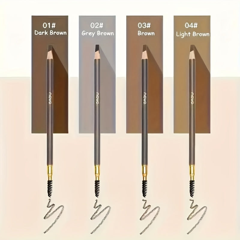 TEMU 4 Pack Waterproof Eyebrow Pencils - Smudge Proof & Long Lasting Dual-ended With Spoolie Brush | All Light Beige Types Microblading Effect, Vegan