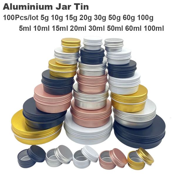100 cosmetic containers 51015305060g aluminum cans with Lid eye cream and hair conditioner tin metal 240808