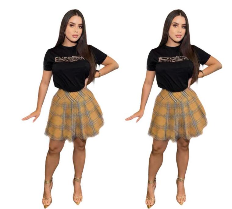 Luxury brand women&#039;s casual dresses summer fashion short sleeved Designer Tracksuits top women&#039;s short skirt two-piece set