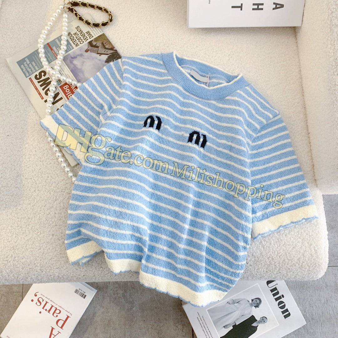 Women Designer T shirt Fashion Striped Tees Party Short Sleeve Tops Brand Clothing 445#