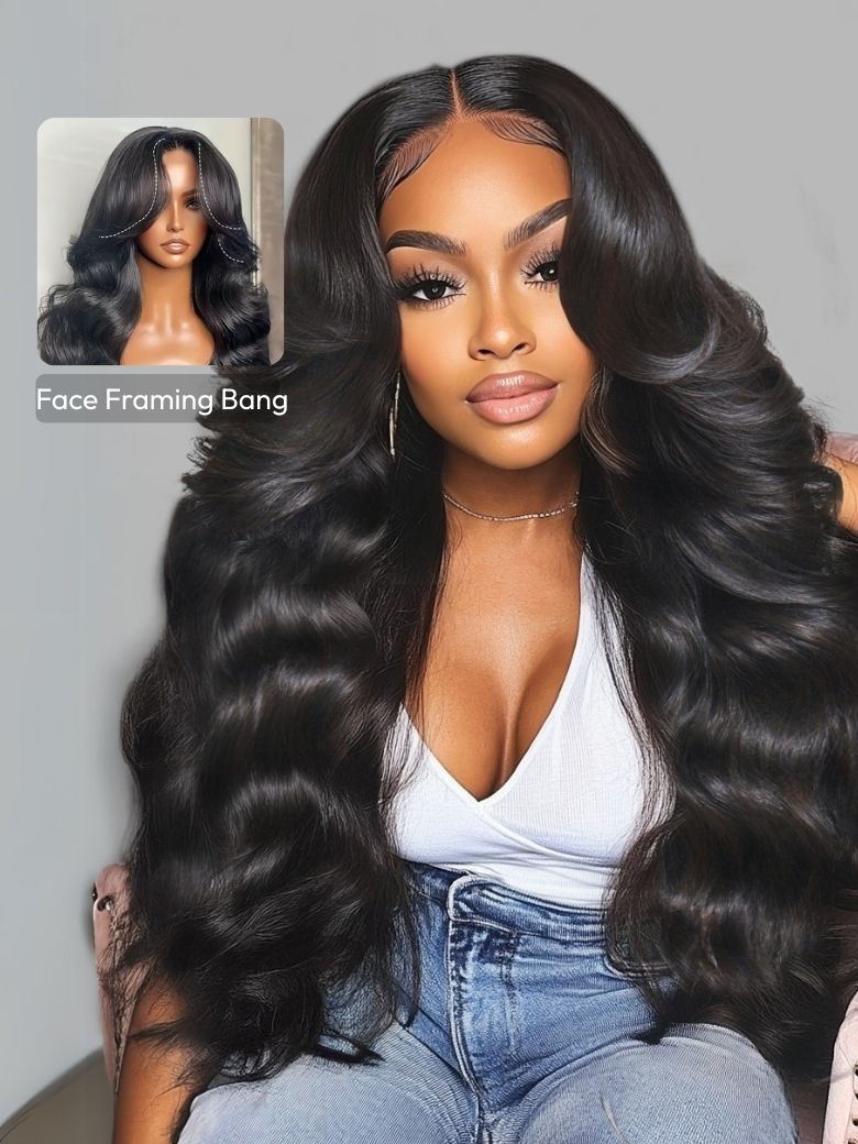 HD Real Scalpâ¢ Wig 13x4 Invisible Lace Frontal Loose Wave with Face Framing Curtain Bangs