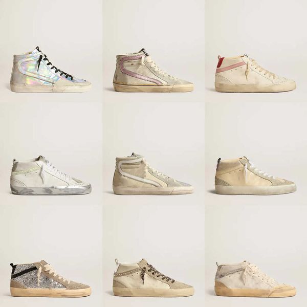 Designer Brand Sneaker Mid Star Women Shoes Leopard Print Pink-gold Glitter Classic White Do-old Dirty Designer High Top Style Shoe