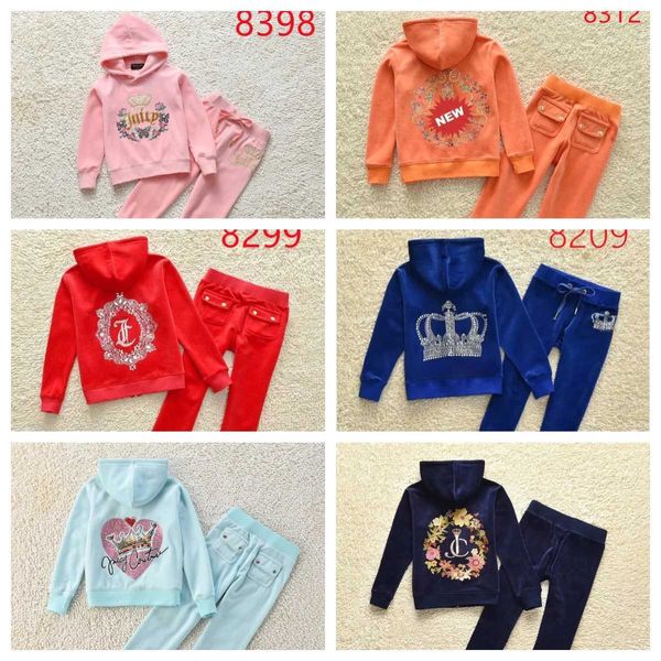 juicy Kids Velvet Tracksuit for Kids Fall-Winter Girls Clothing Set Velour Sweatshirts and Pants Two Piece Children SuitX241021