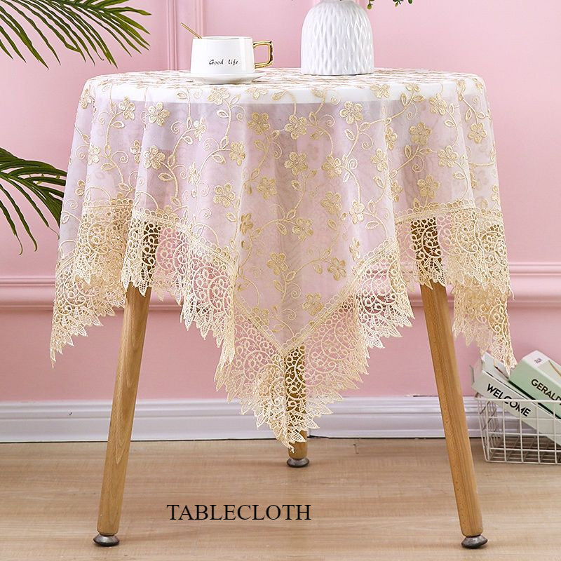 2026 Embroidered Round Table Mat Coffee Table Bedside Cover Hollow Tablecloth