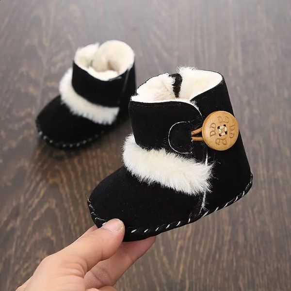 Winter Baby Plush Thickened Warm Rubber Sole Anti slip Snow Boots for Indoor and Outdoor Infants First Step Walking Shoes 241210