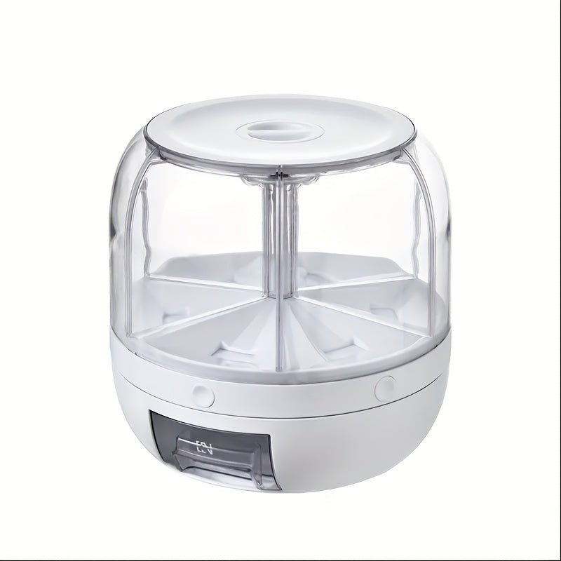 TEMU 1pc Large-capacity Rotating Grain Storage Container - Moisture-proof,, Airtight Food Canister With Dispensing & Safe Sealing Lid For Rice,