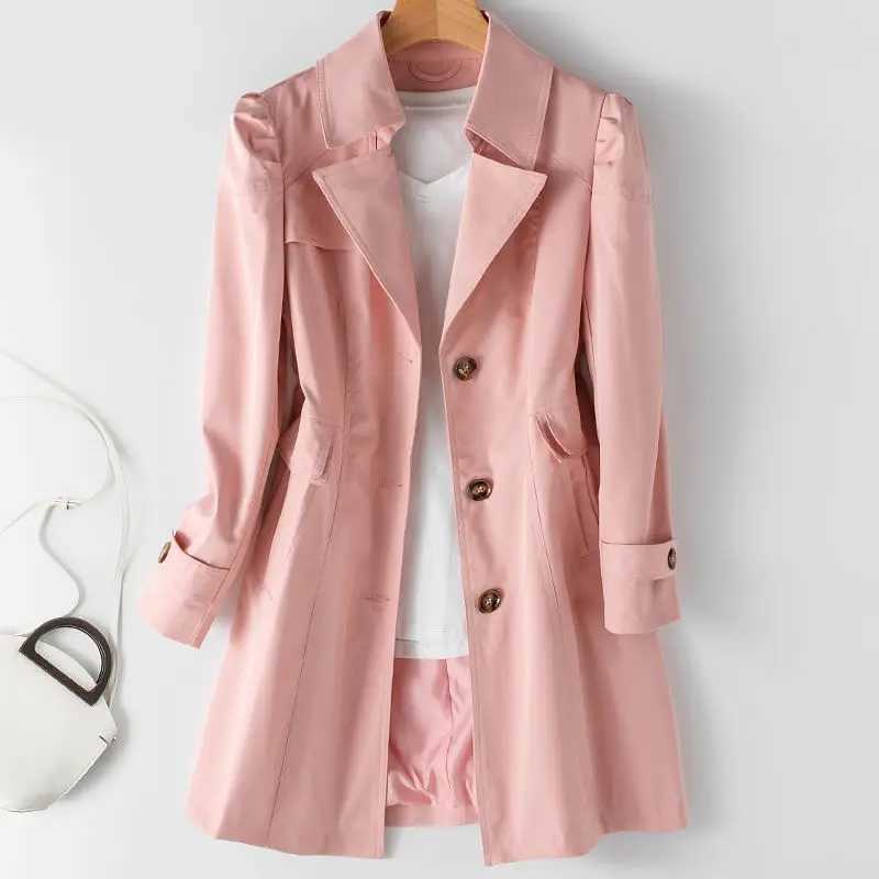 Women Black Trench Windbreaker Spring Autum New Fashion Big Size Coat Khaki Midi Length Windbreaker Female Outerwear M 5XLX240921