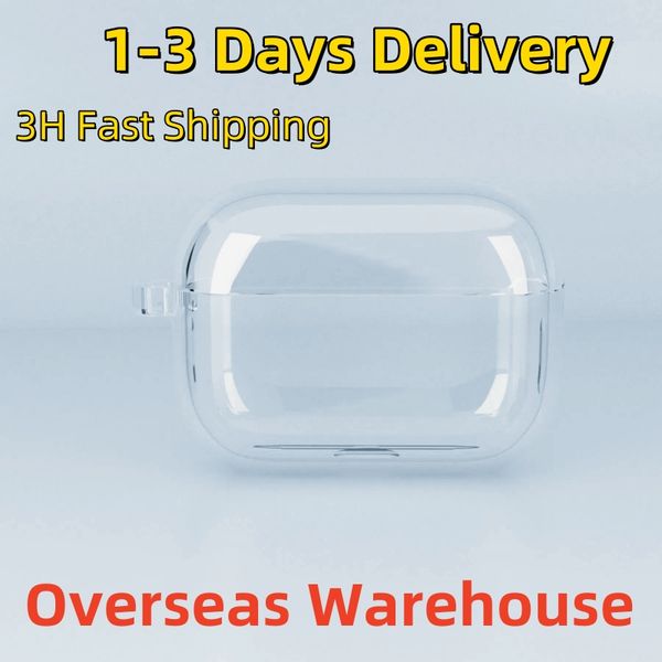 US Warehouse For Airpods pro 2 4 air pods 2 3 4 Earphones Bluetooth Headphone Accessories Solid Transparent Cover Wireless Charging Box Shoc