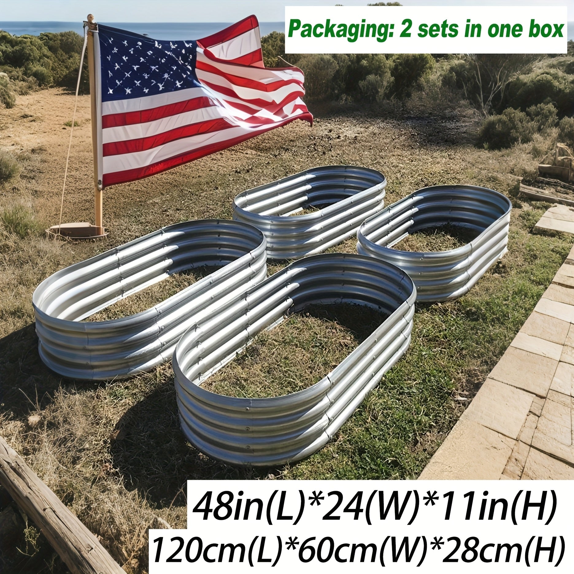 TEMU Galvanized Raised Garden Bed 2 Sets, 4 By 2 Feet Lightweight Planter Boxes Outdoor With Easy Assembly