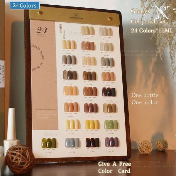 Glenys 24 color autumn and winter nail polish gel semi permanent UV LED immersion gel nail enhancement art set 240105