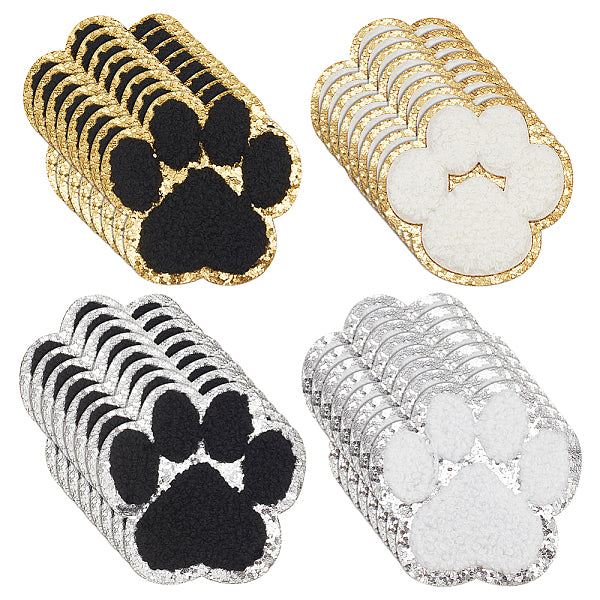 32 pz. 4 stili di toppe ricamate con impronta di zampa di cane